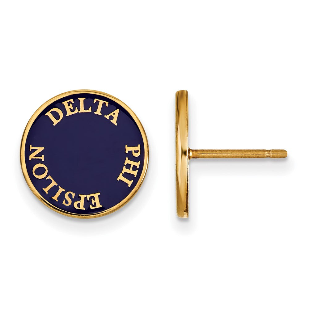 Sterling Silver Gold-plated LogoArt Delta Phi Epsilon Sorority Text Color Enamel Post Earrings
