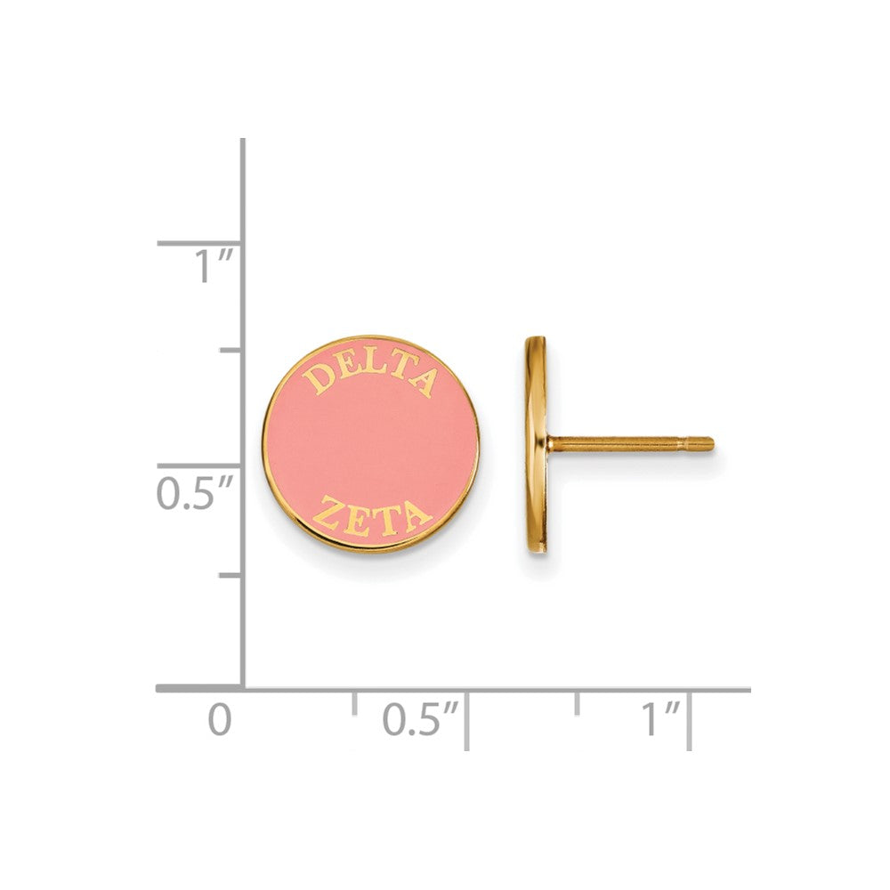Sterling Silver Gold-plated LogoArt Delta Zeta Sorority Text Color Enamel Post Earrings