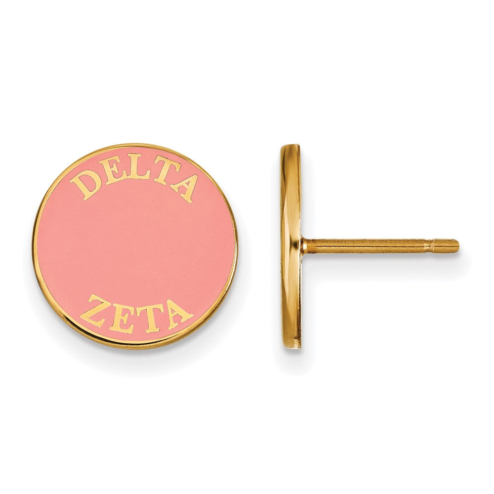 Sterling Silver Gold-plated LogoArt Delta Zeta Sorority Text Color Enamel Post Earrings
