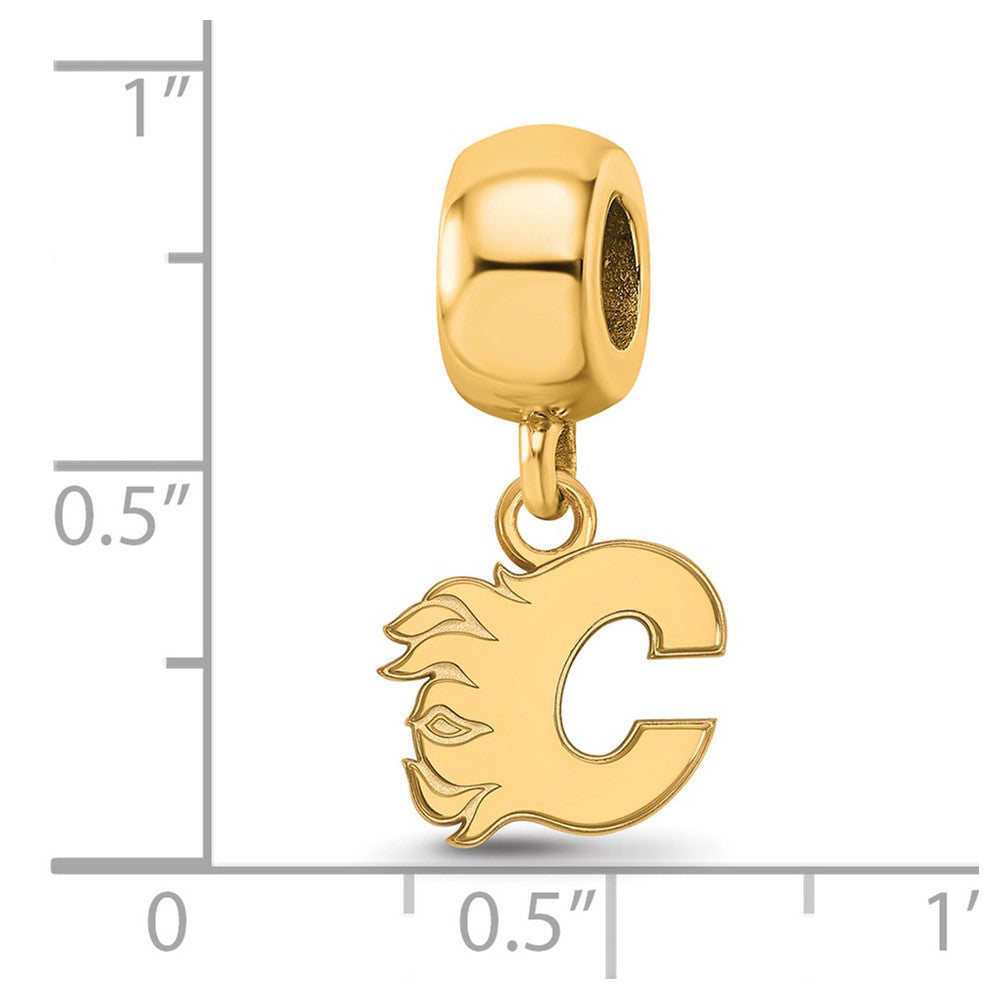 Sterling Silver Gold-plated NHL LogoArt Calgary Flames Letter C Extra Small Dangle Bead