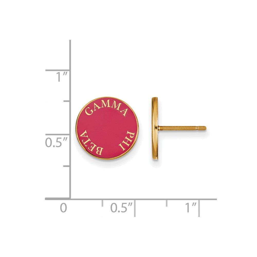 Sterling Silver Gold-plated LogoArt Gamma Phi Beta Sorority Text Color Enamel Post Earrings