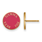 Sterling Silver Gold-plated LogoArt Gamma Phi Beta Sorority Text Color Enamel Post Earrings