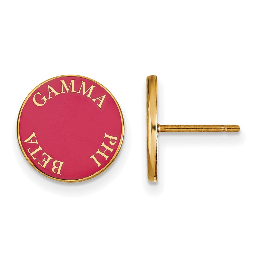 Sterling Silver Gold-plated LogoArt Gamma Phi Beta Sorority Text Color Enamel Post Earrings