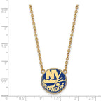 Sterling Silver Gold-plated NHL LogoArt New York Islanders Large Enameled Pendant 18 inch Necklace