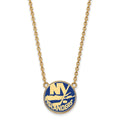 Sterling Silver Gold-plated NHL LogoArt New York Islanders Large Enameled Pendant 18 inch Necklace