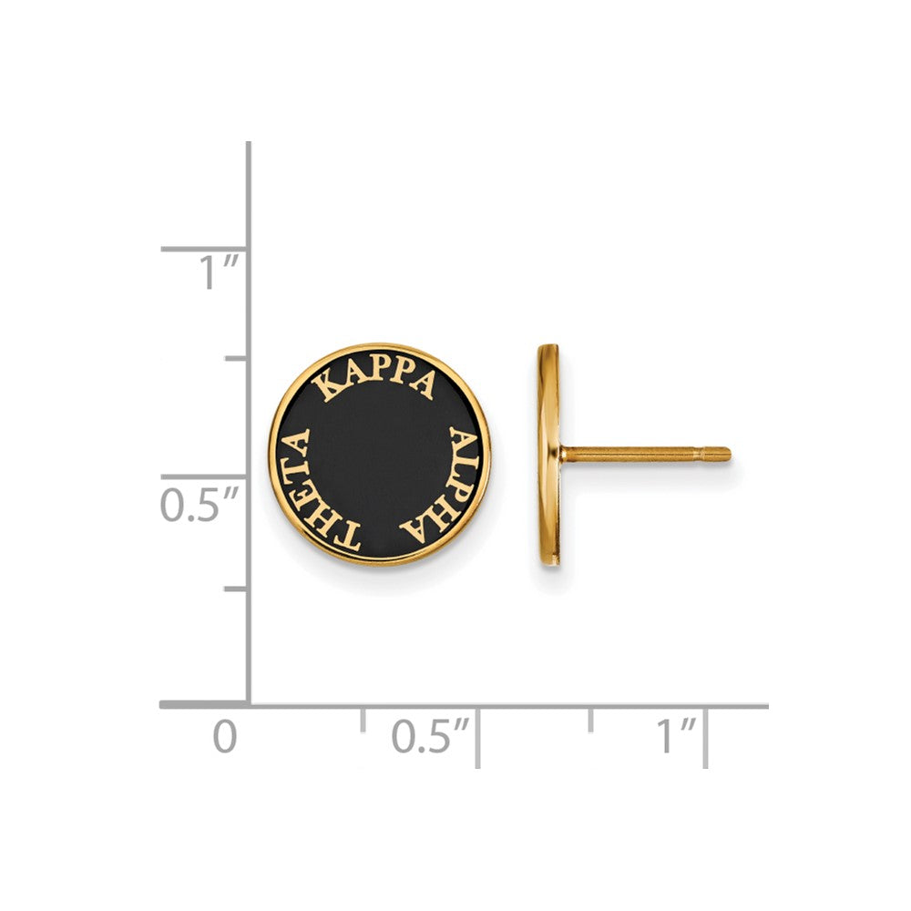 Sterling Silver Gold-plated LogoArt Kappa Alpha Theta Sorority Text Color Enamel Post Earrings