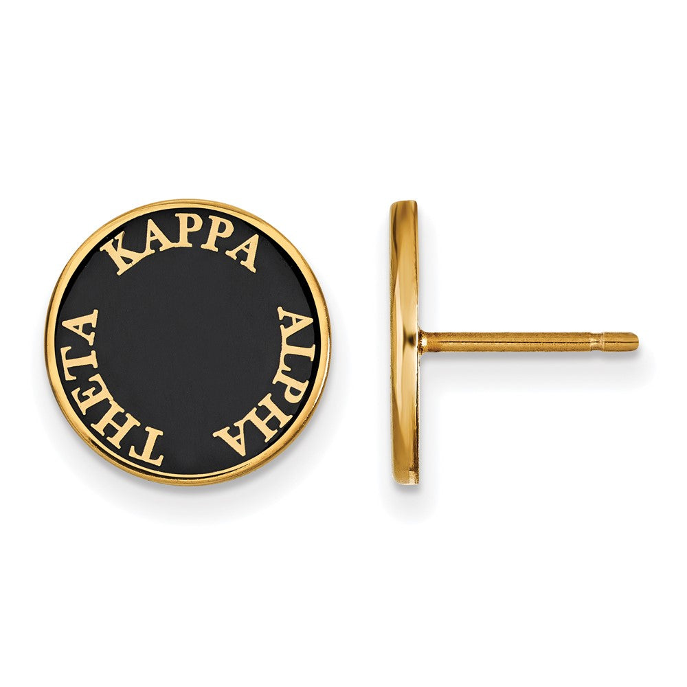 Sterling Silver Gold-plated LogoArt Kappa Alpha Theta Sorority Text Color Enamel Post Earrings
