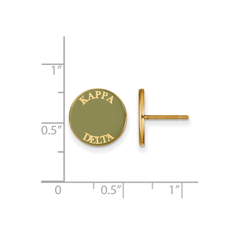 Sterling Silver Gold-plated LogoArt Kappa Delta Sorority Text Color Enamel Post Earrings