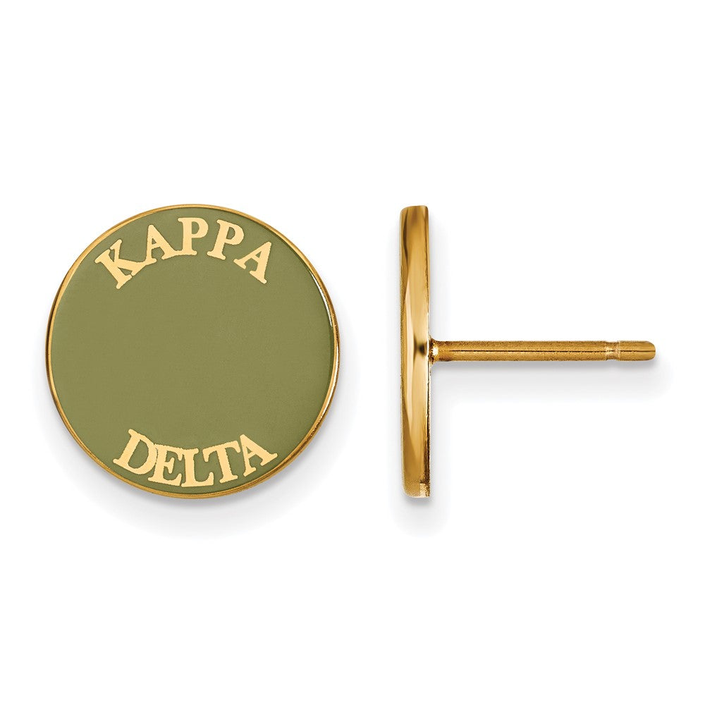 Sterling Silver Gold-plated LogoArt Kappa Delta Sorority Text Color Enamel Post Earrings
