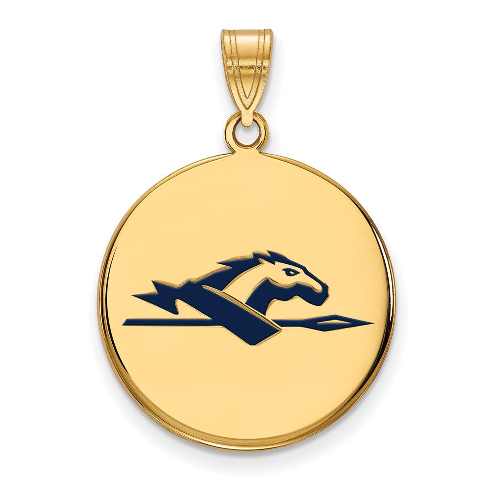 Sterling Silver Gold-plated LogoArt Longwood University Horse Large Enameled Disc Pendant