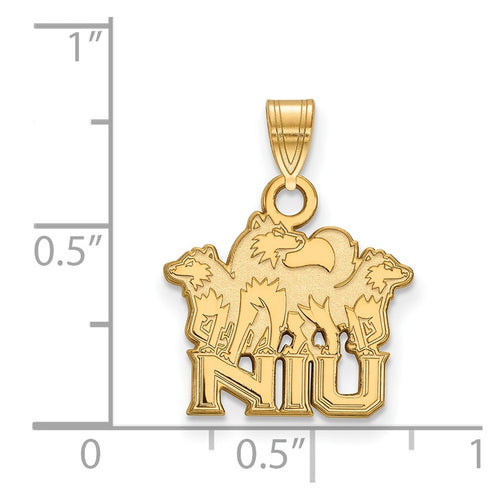 10k Gold LogoArt Northern Illinois University N-I-U with Huskies Small Pendant