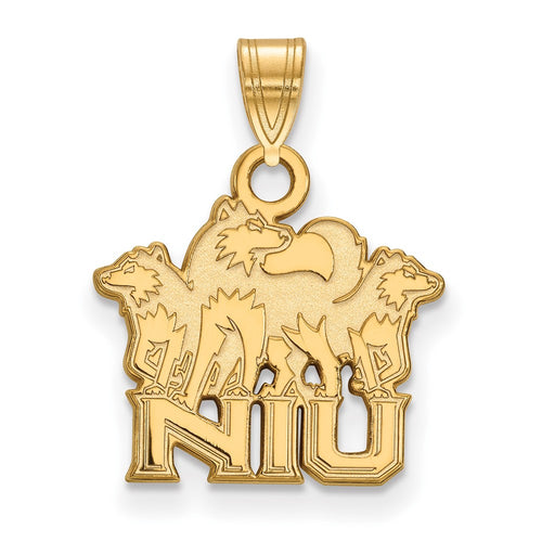 10k Gold LogoArt Northern Illinois University N-I-U with Huskies Small Pendant