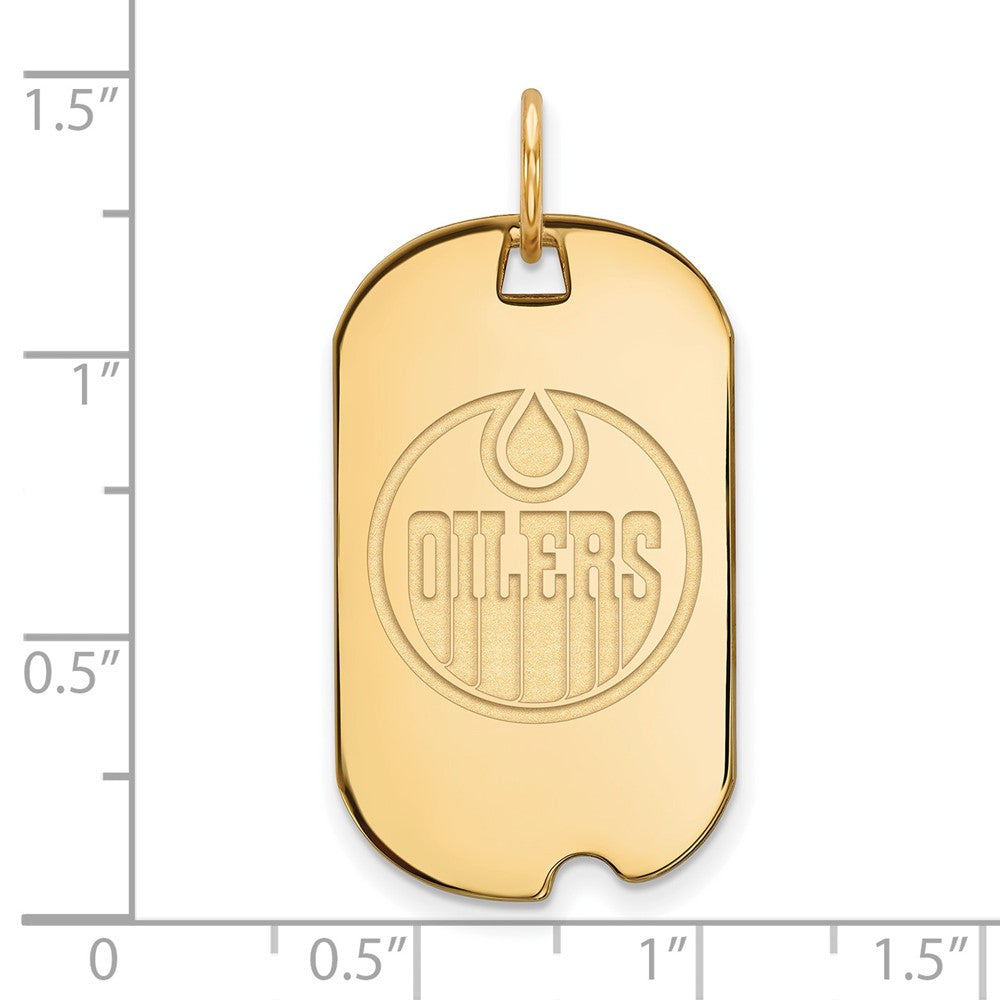 Sterling Silver Gold-plated NHL LogoArt Edmonton Oilers Small Dog Tag Pendant