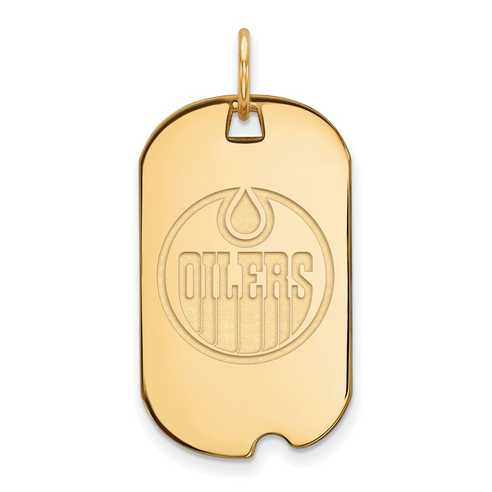 Sterling Silver Gold-plated NHL LogoArt Edmonton Oilers Small Dog Tag Pendant