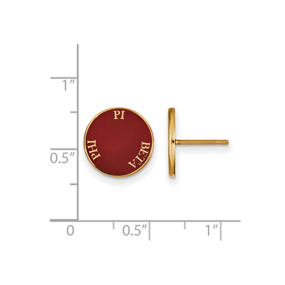 Sterling Silver Gold-plated LogoArt Pi Beta Phi Sorority Text Color Enamel Post Earrings