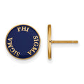 Sterling Silver Gold-plated LogoArt Phi Sigma Sigma Sorority Text Color Enamel Post Earrings