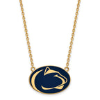 Sterling Silver Gold-plated LogoArt Penn State University Lion Large Enameled Pendant 18 inch Necklace