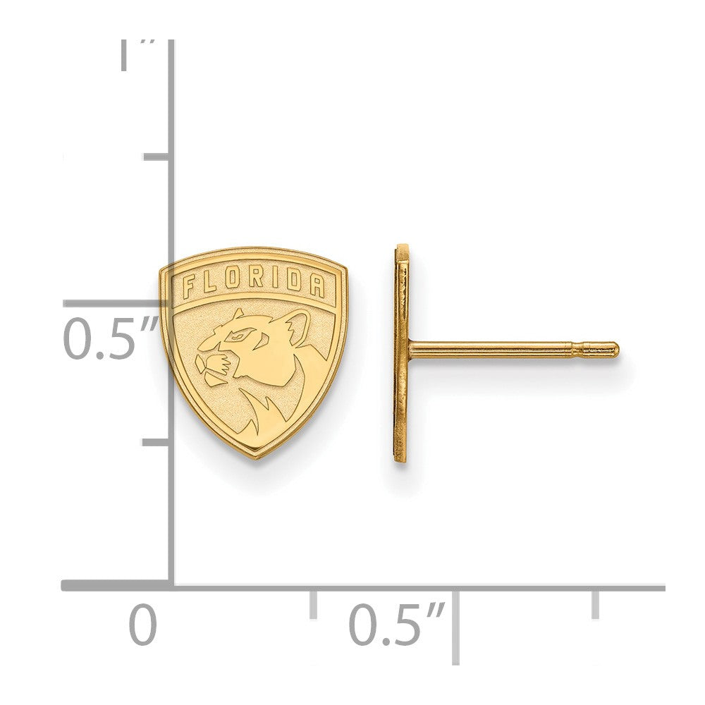 Sterling Silver Gold-plated NHL LogoArt Florida Panthers Extra Small Post Earrings