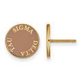 Sterling Silver Gold-plated LogoArt Sigma Delta Tau Sorority Text Color Enamel Post Earrings