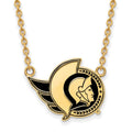 Sterling Silver Gold-plated NHL LogoArt Ottawa Senators Large Enameled Pendant 18 inch Necklace