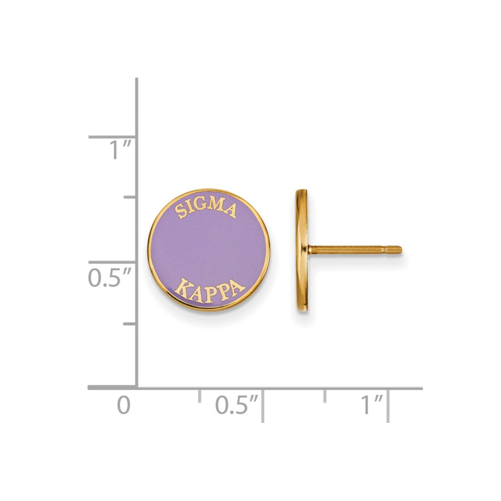 Sterling Silver Gold-plated LogoArt Sigma Kappa Sorority Text Color Enamel Post Earrings
