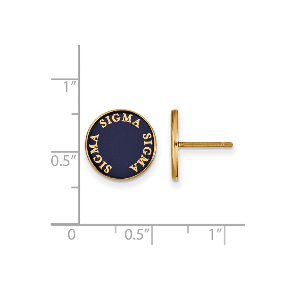 Sterling Silver Gold-plated LogoArt Sigma Sigma Sigma Sorority Text Color Enamel Post Earrings