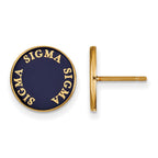 Sterling Silver Gold-plated LogoArt Sigma Sigma Sigma Sorority Text Color Enamel Post Earrings