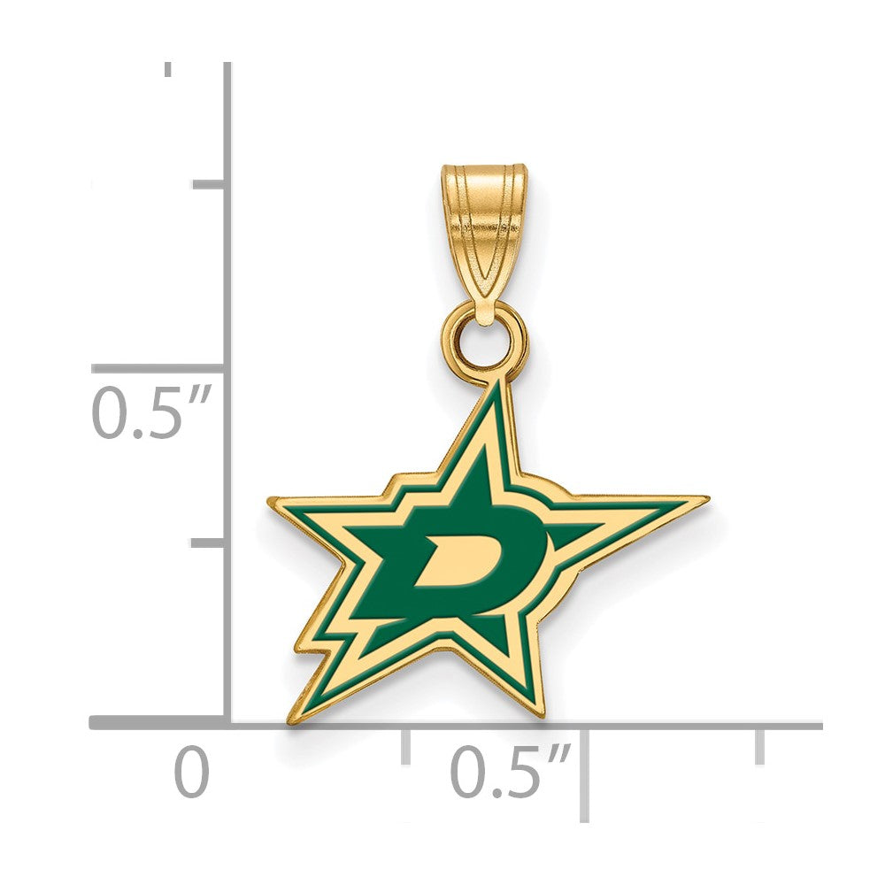 Sterling Silver Gold-plated NHL LogoArt Dallas Stars Small Enameled Pendant