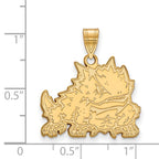 10k Gold LogoArt Texas Christian University Horned Frog Large Pendant