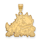 10k Gold LogoArt Texas Christian University Horned Frog Large Pendant