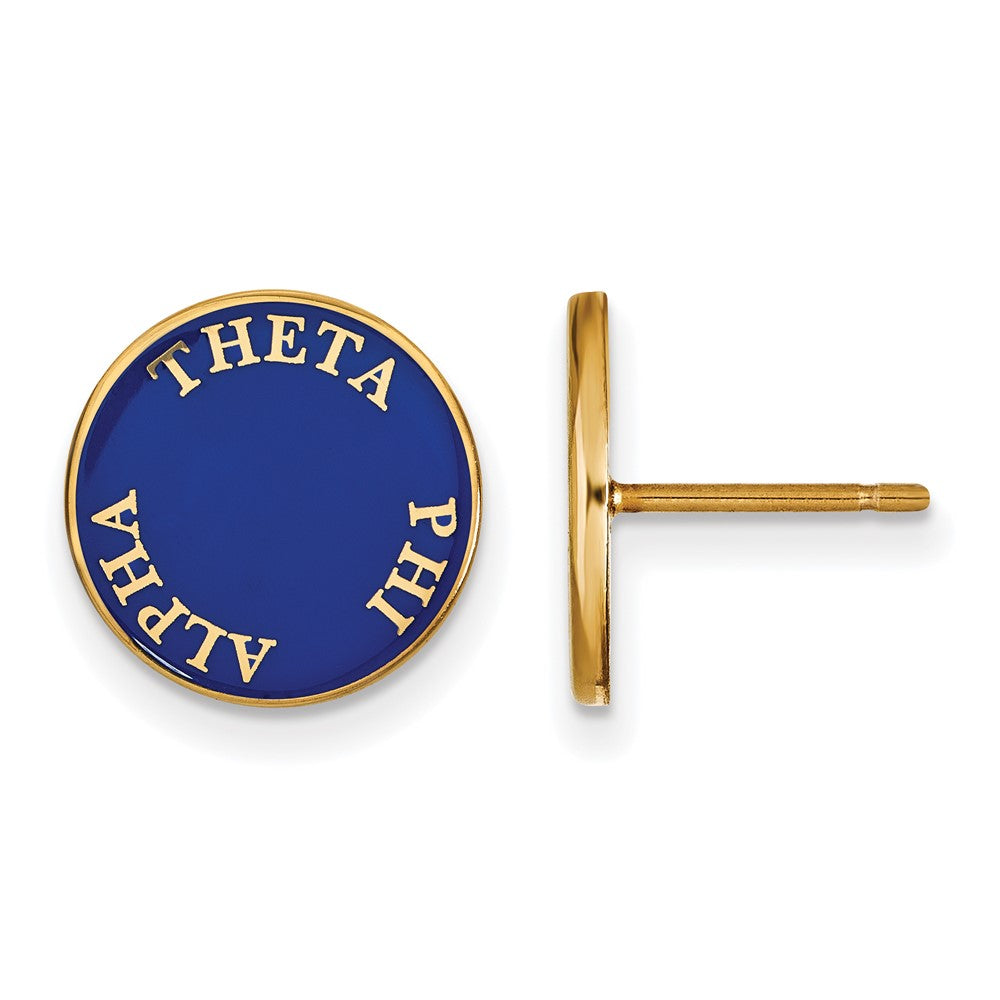 Sterling Silver Gold-plated LogoArt Theta Phi Alpha Sorority Text Color Enamel Post Earrings