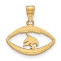 Sterling Silver Gold-plated LogoArt Texas State University Bobcat Football Pendant