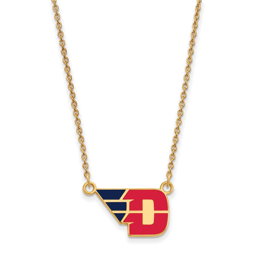 Sterling Silver Gold-plated LogoArt University of Dayton Small Enameled Pendant 18 inch Necklace