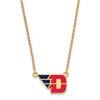 Sterling Silver Gold-plated LogoArt University of Dayton Small Enameled Pendant 18 inch Necklace