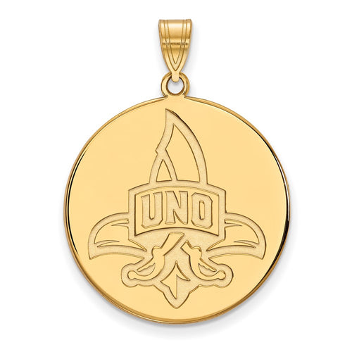 10k Gold LogoArt University of New Orleans U-N-O Extra Large Disc Pendant