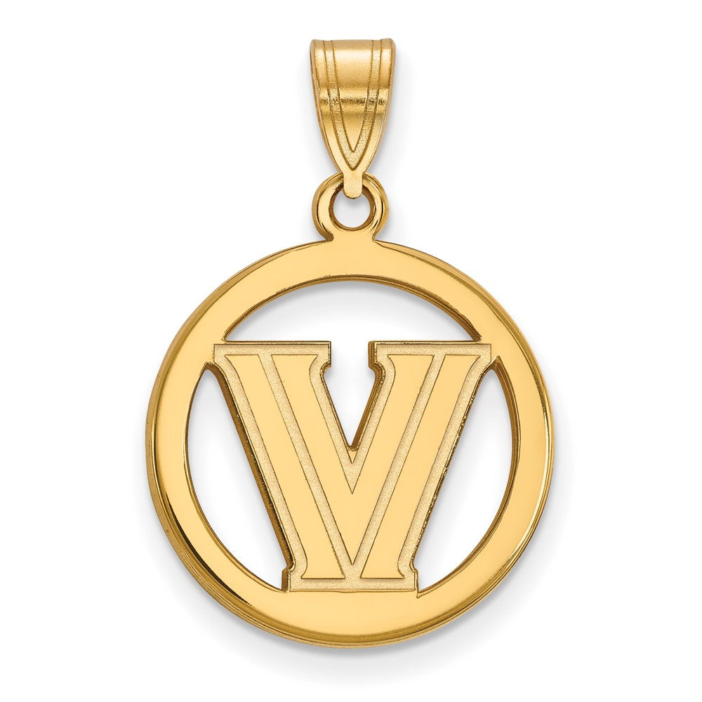 Sterling Silver Gold-plated LogoArt Villanova University Letter V Small Circle Pendant
