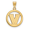 Sterling Silver Gold-plated LogoArt Villanova University Letter V Small Circle Pendant