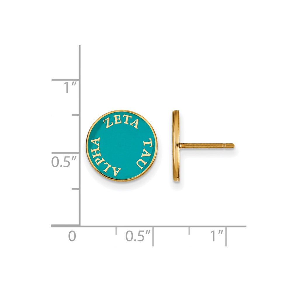 Sterling Silver Gold-plated LogoArt Zeta Tau Alpha Sorority Text Color Enamel Post Earrings