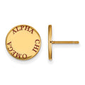 Sterling Silver Gold-plated LogoArt Alpha Chi Omega Sorority Text Color Enamel Post Earrings