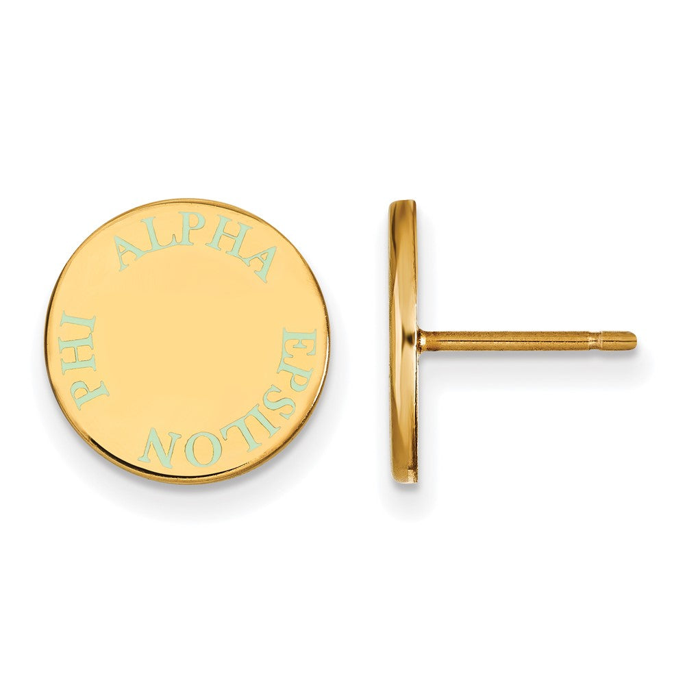 Sterling Silver Gold-plated LogoArt Alpha Epsilon Phi Sorority Text Color Enamel Post Earrings