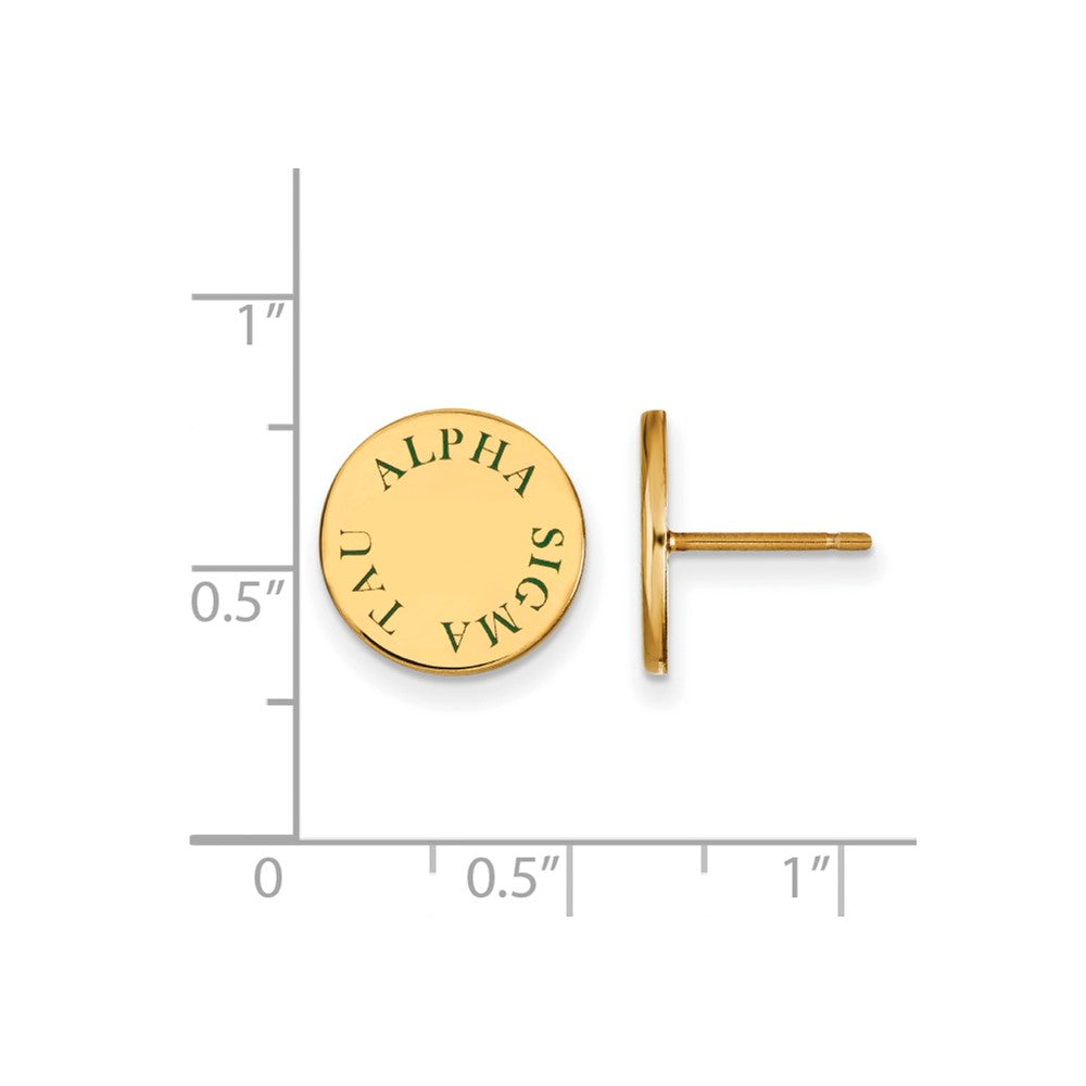 Sterling Silver Gold-plated LogoArt Alpha Sigma Tau Sorority Text Color Enamel Post Earrings