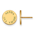 Sterling Silver Gold-plated LogoArt Alpha Sigma Tau Sorority Text Color Enamel Post Earrings