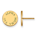Sterling Silver Gold-plated LogoArt Alpha Sigma Tau Sorority Text Color Enamel Post Earrings