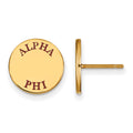 Sterling Silver Gold-plated LogoArt Alpha Phi Sorority Text Color Enamel Post Earrings