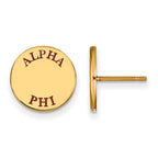 Sterling Silver Gold-plated LogoArt Alpha Phi Sorority Text Color Enamel Post Earrings