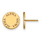 Sterling Silver Gold-plated LogoArt Alpha Sigma Alpha Sorority Text Color Enamel Post Earrings