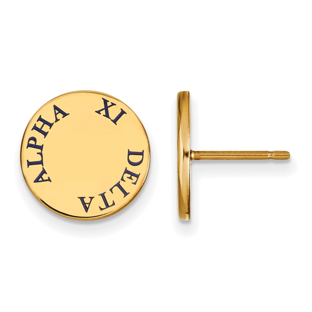 Sterling Silver Gold-plated LogoArt Alpha Xi Delta Sorority Text Color Enamel Post Earrings