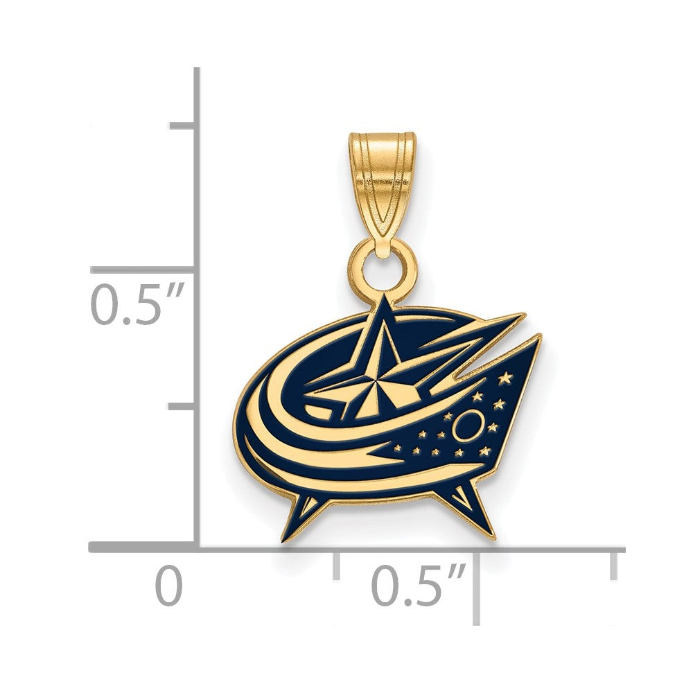 Sterling Silver Gold-plated NHL LogoArt Columbus Blue Jackets Small Enameled Pendant