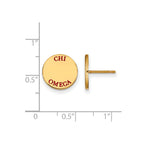 Sterling Silver Gold-plated LogoArt Chi Omega Sorority Text Color Enamel Post Earrings