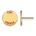 Sterling Silver Gold-plated LogoArt Chi Omega Sorority Text Color Enamel Post Earrings